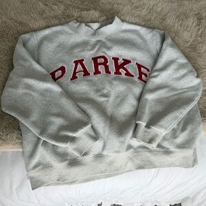 Grey Varisty Parke Mockneck with Red Lettering